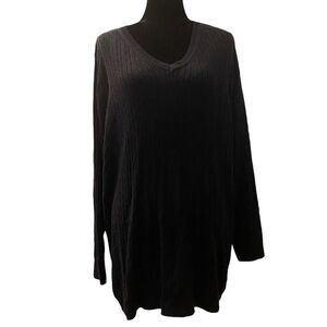 Kim Rogers Black Cotton Cable Knit Long Sleeve Sweater‎ Sz 3X